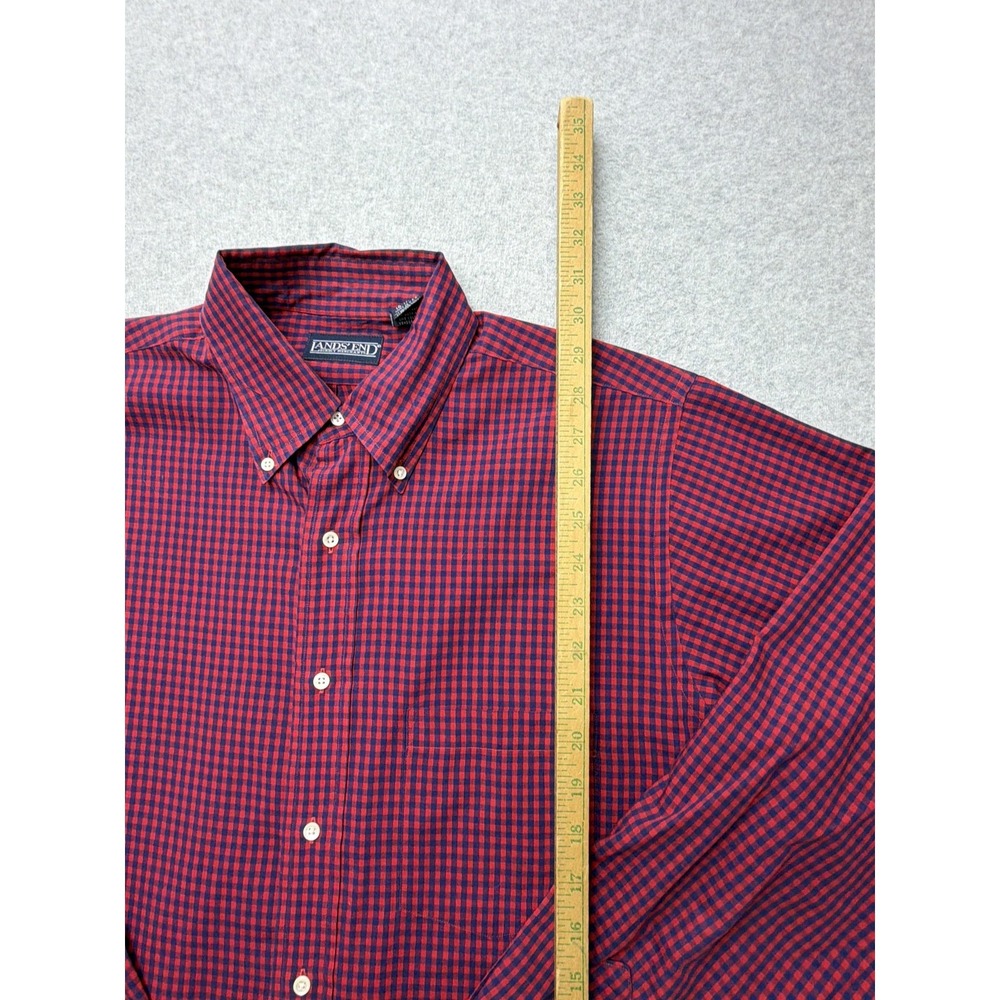 Lands' End Shirt Mens LT Red Check Long Sleeve Button Down USA Casual Big Tall - Picture 4 of 7